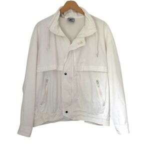 Vintage IZOD Lacoste White Windbreaker Jacket 80s‎ 90s Made in Taiwan Size L